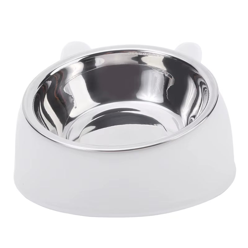 Cat Bowl Creative Inclined Kitten Puppy Food Feeding Bowls Stainless Steel Drinking Feeder | Pet Dogs Cats Feeders