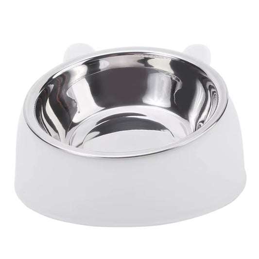 Cat Bowl Creative Inclined Kitten Puppy Food Feeding Bowls Stainless Steel Drinking Feeder | Pet Dogs Cats Feeders