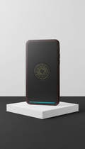 Jet Black Leather Phone Case With Embossed Logo