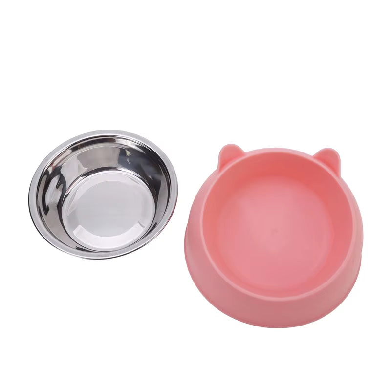 Cat Bowl Creative Inclined Kitten Puppy Food Feeding Bowls Stainless Steel Drinking Feeder | Pet Dogs Cats Feeders