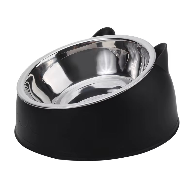 Cat Bowl Creative Inclined Kitten Puppy Food Feeding Bowls Stainless Steel Drinking Feeder | Pet Dogs Cats Feeders