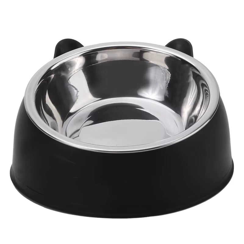 Cat Bowl Creative Inclined Kitten Puppy Food Feeding Bowls Stainless Steel Drinking Feeder | Pet Dogs Cats Feeders