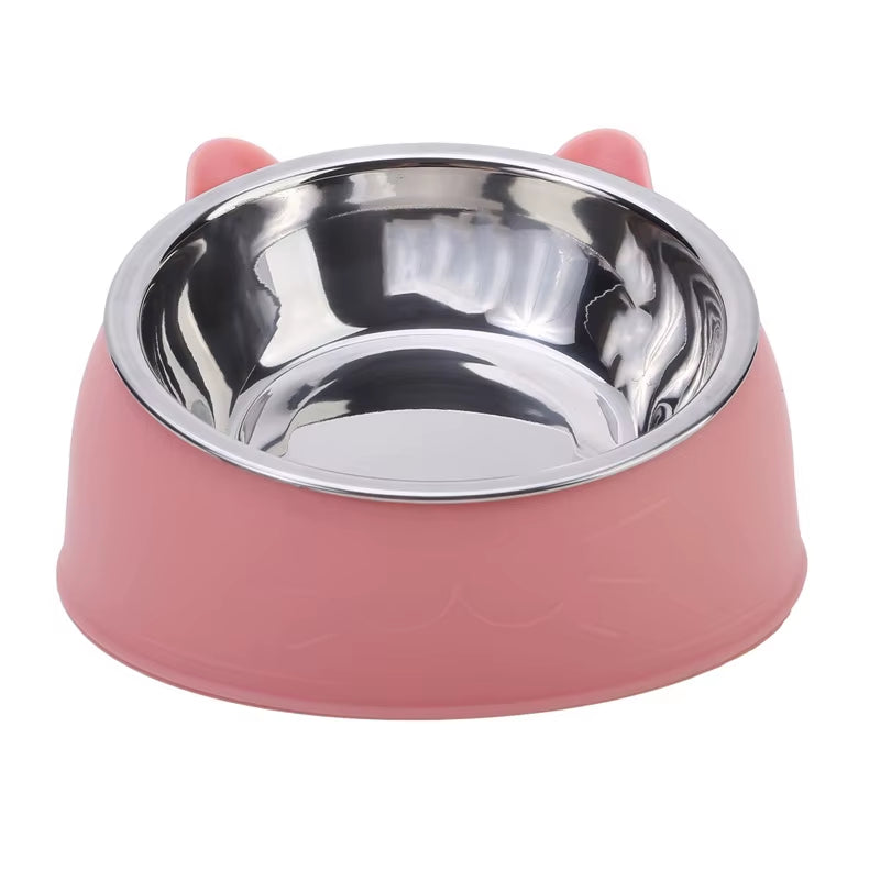 Cat Bowl Creative Inclined Kitten Puppy Food Feeding Bowls Stainless Steel Drinking Feeder | Pet Dogs Cats Feeders